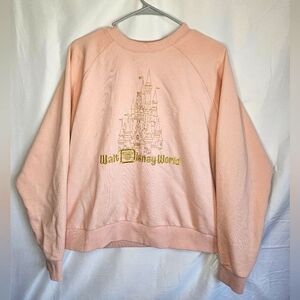 Disney World Pink Peach Cinderella Castle Crewneck Sweatshirt 2024 Large